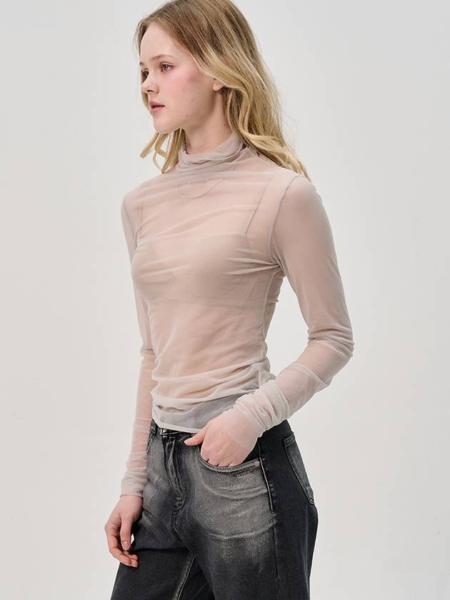 Sleeve Shirring See Through Turtlenect Top_Gray - SORRY TOO MUCH LOVE - BALAAN 1