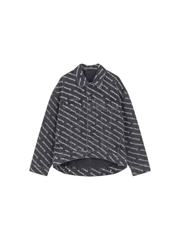 Falling Bag Logo Trucker Jacket Dark Gray - ALEXANDER WANG - BALAAN 1