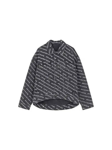 Falling Bag Logo Trucker Jacket Dark Gray - ALEXANDER WANG - BALAAN 1