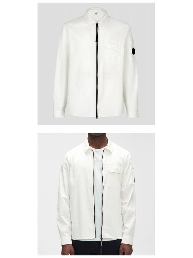 Emerized Gabardine Overshirt Zip-Up Jacket White - CP COMPANY - BALAAN 5