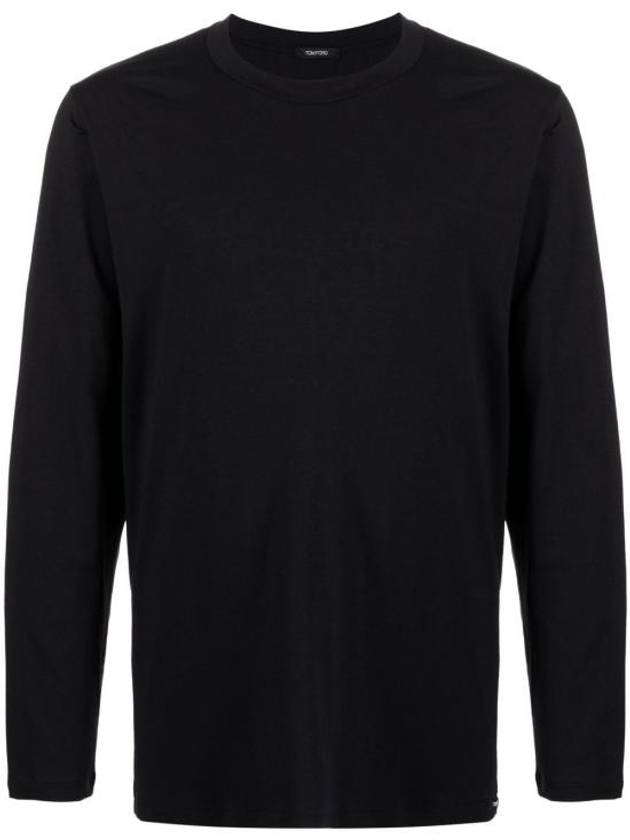 Crew Neck Cotton Modal Long Sleeve T-Shirt Black - TOM FORD - BALAAN 2