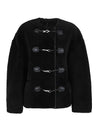 Women Teddy Shearling Jacket Black - TOTEME - BALAAN 1