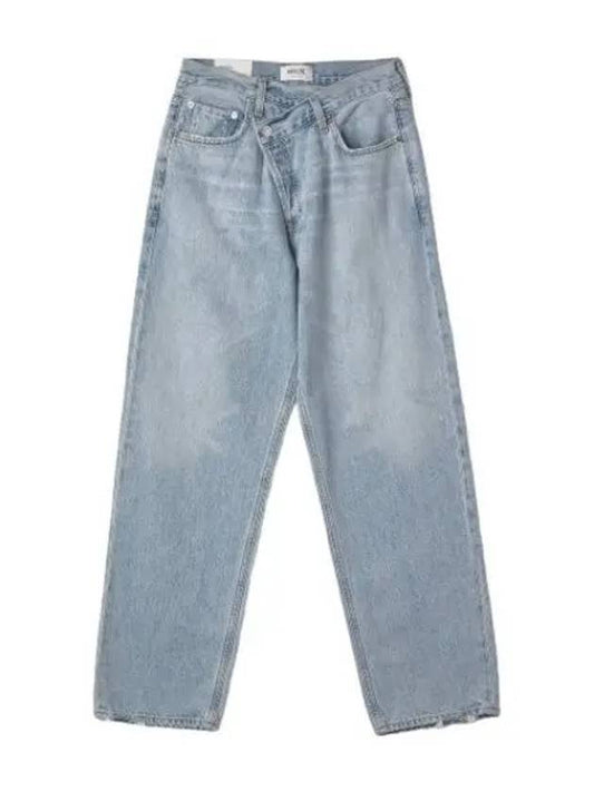 A Goldie Criss Cross Denim Pants Light Blue Jeans - AGOLDE - BALAAN 1