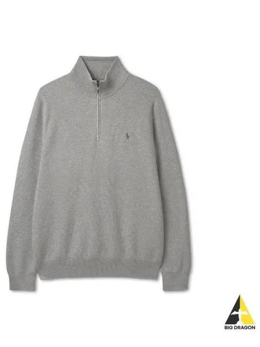 Cotton Quarter Zip Sweater Gray - POLO RALPH LAUREN - BALAAN 1