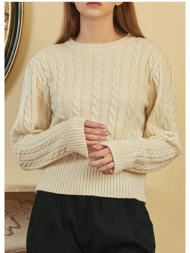 Women's Magnolia Open Back Puff Wool Knit Top Ivory - MICANE - BALAAN 3