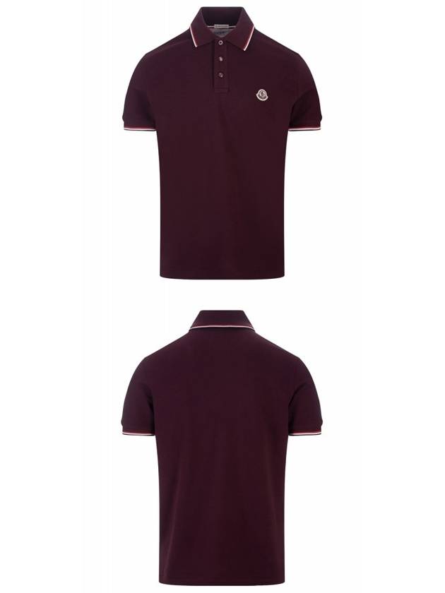 8A70300 84556 499 Chest patch threestripe neckline polo tshirt burgundy men's tshirt TTA - MONCLER - BALAAN 4