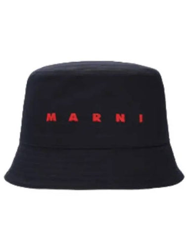 Logo Cotton Bucket Hat Black - MARNI - BALAAN 1