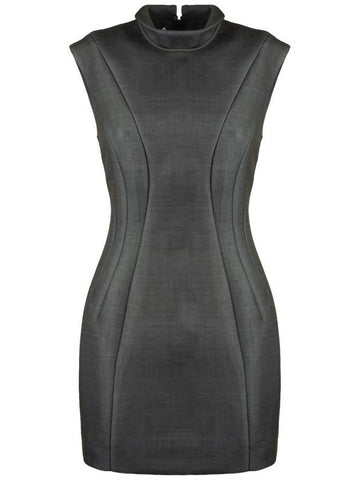 Philosophy Di Lorenzo Serafini Gray Minidress In Printed Light Scuba - PHILOSOPHY DI LORENZO SERAFINI - BALAAN 1