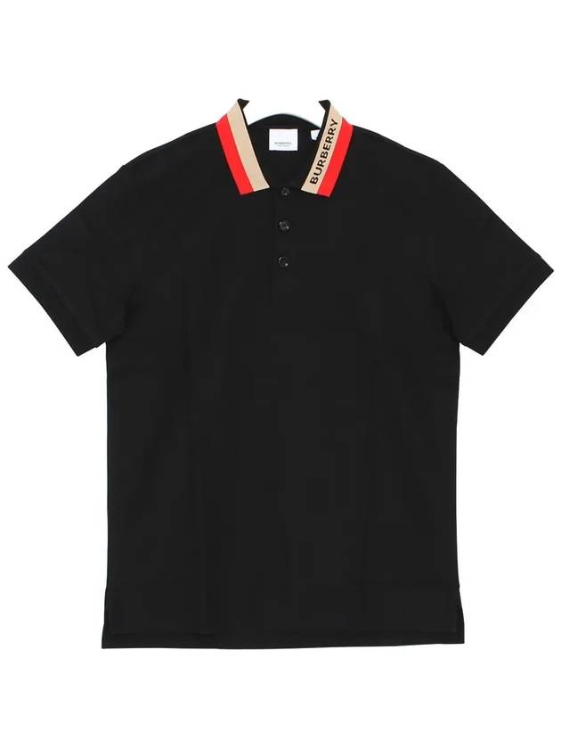 Logo Stripe Short Sleeve Polo Shirt Black - BURBERRY - BALAAN 3