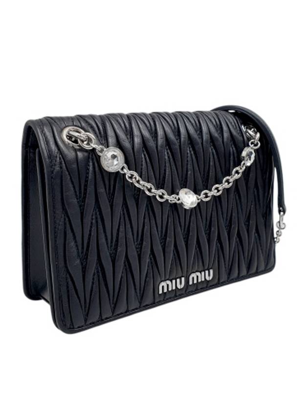 5BP065 Black Nappa Crystal Chain Mini Cross and Shoulder Bag - MIU MIU - BALAAN 2