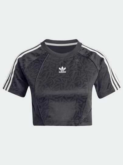 3 Stripe Baby Crop Short Sleeve T-Shirt Black - ADIDAS - BALAAN 2