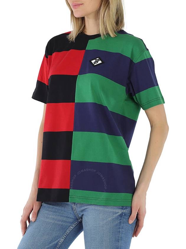 Burberry Ladies Bright Red Carrick Embroidered Logo Rugby Stripe Tee, Size XX-Small - BURBERRY - BALAAN 3