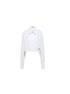 Logo Poplin Cotton Shirt White - MIU MIU - BALAAN 1