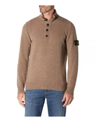 Wappen Patch Half Button Lambswool Knit Top Brown - STONE ISLAND - BALAAN 2