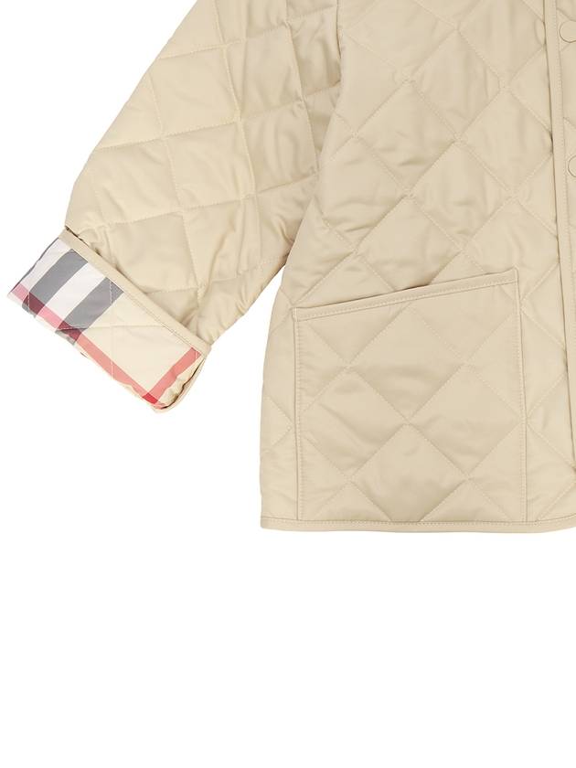 Kids Corduroy Collar Diamond Quilted Jacket Beige - BURBERRY - BALAAN 7