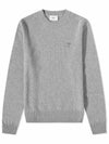 Chain Stitch Heart Logo Cashmere Knit Top Grey - AMI - BALAAN 2