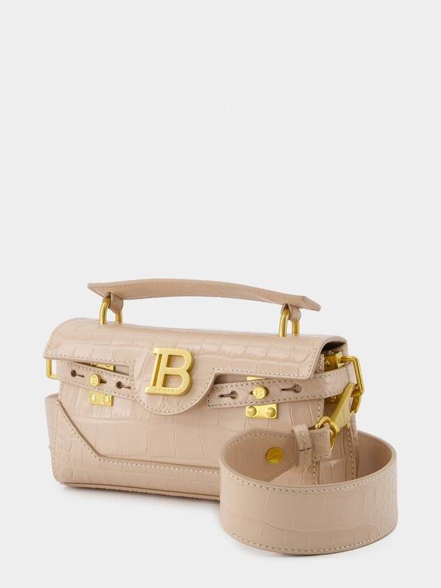 B Buds 19 Croc Embossed Leather Shoulder Bag Nude - BALMAIN - BALAAN 3