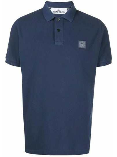 Men's Logo Patch Cotton Short Sleeve Polo Shirt Dark Blue - STONE ISLAND - BALAAN 2