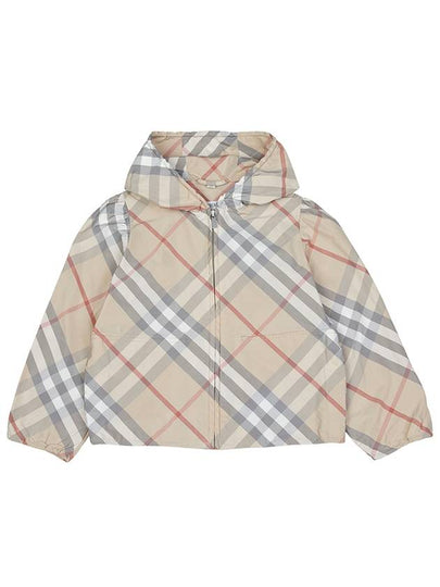 Kids Check Hooded Zip-Up Jacket Pale Stone - BURBERRY - BALAAN 2