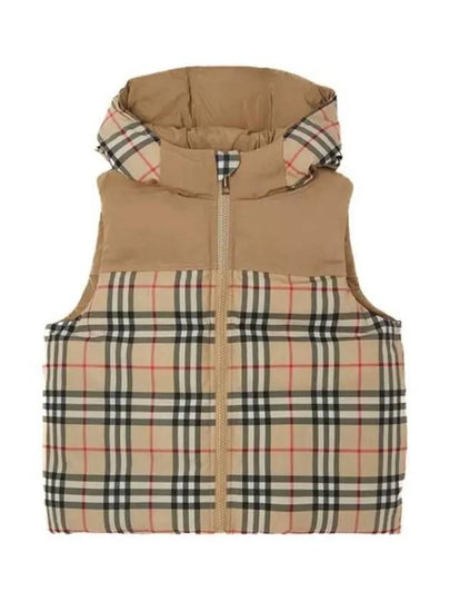 Kids Check Reversible Hooded Padded Vest Beige - BURBERRY - BALAAN 2