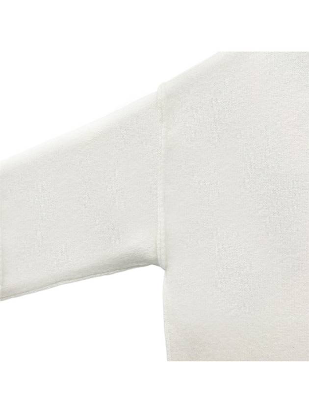 Heart Logo V Neck Wool Cardigan Off White - AMI - BALAAN 6