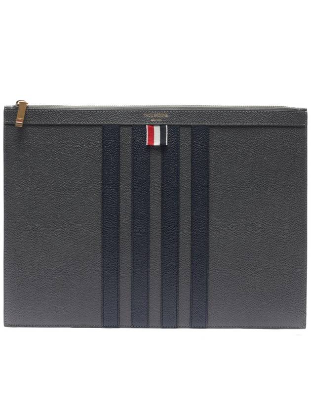 Diagonal Medium Document Case Clutch Bag Dark Grey - THOM BROWNE - BALAAN 2