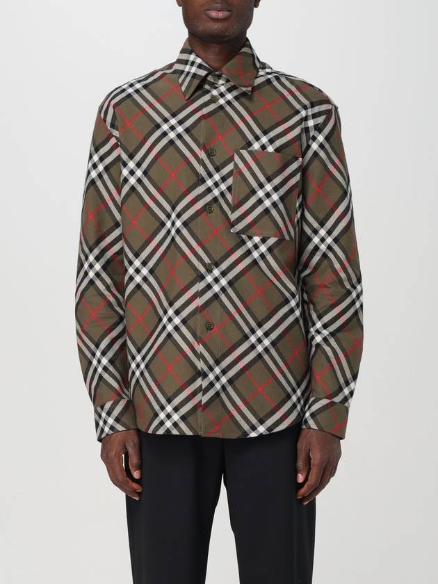 Check Chest Pocket Cotton Long Sleeve Shirt Green - BURBERRY - BALAAN 2