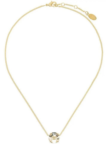 V Logo Metal Crystal Necklace Gold - VALENTINO - BALAAN 1