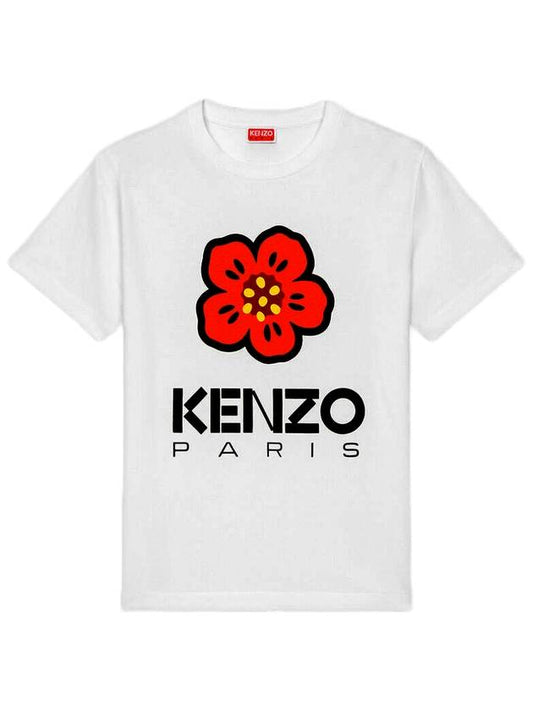 Women's Boke Flower Loose Fit Short Sleeve T-Shirt White - KENZO - BALAAN.
