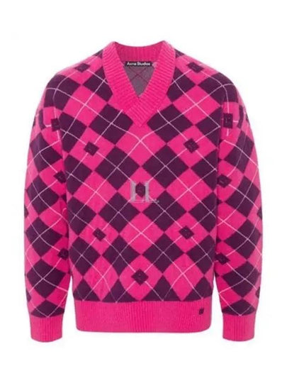 Jacquard Wool Knit Top Bright Pink - ACNE STUDIOS - BALAAN 2