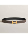 H Gold Buckle Reversible 32mm Leather Belt Noir Blue - HERMES - BALAAN 3