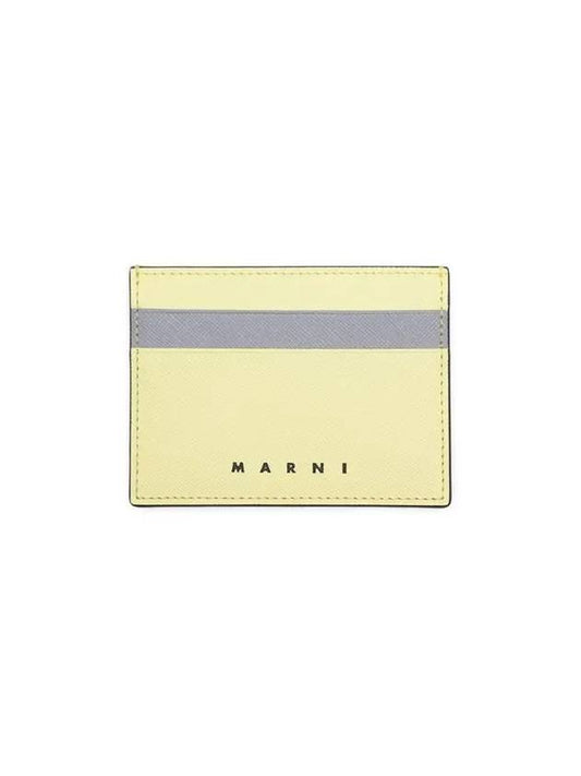 Bicolor Leather Card Wallet Yellow - MARNI - BALAAN 1