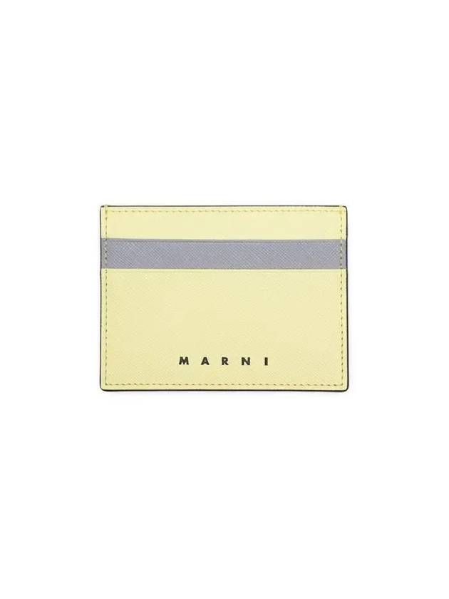 Bicolor Leather Card Wallet Yellow - MARNI - BALAAN 1