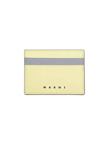 Bicolor Leather Card Wallet Yellow - MARNI - BALAAN 1