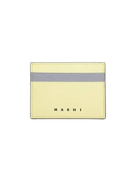 Bicolor Leather Card Wallet Yellow - MARNI - BALAAN 2