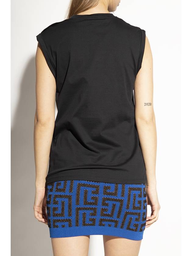 Women's Logo Print Shoulder Button Sleeveless Black - BALMAIN - BALAAN 5