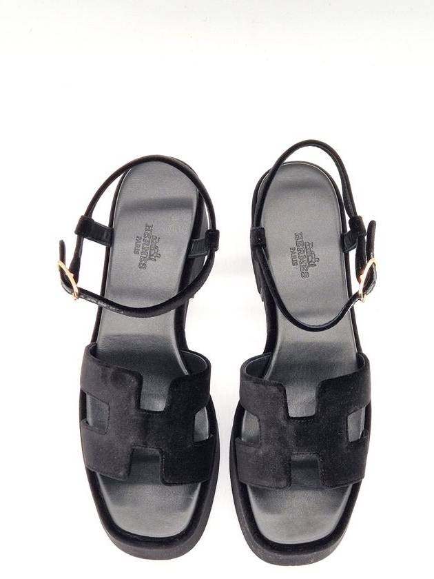 Jam 30 platform velvet sandals heel black - HERMES - BALAAN 4