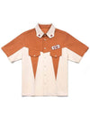 Men's Shamrock Patch Bowling Short Sleeve Shirt Orange - IOEDLE - BALAAN 3