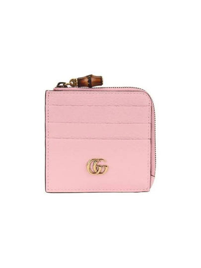 Double G Bamboo Leather Card Wallet Pink - GUCCI - BALAAN 2