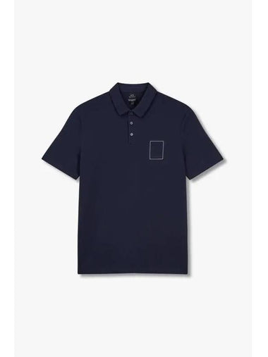 Men s Square Logo Cotton Polo Shirt Navy - ARMANI EXCHANGE - BALAAN 1