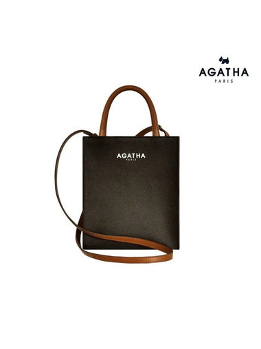 Leather Mini Book Tote Bag Dark Khaki - AGATHA APPAREL - BALAAN 1