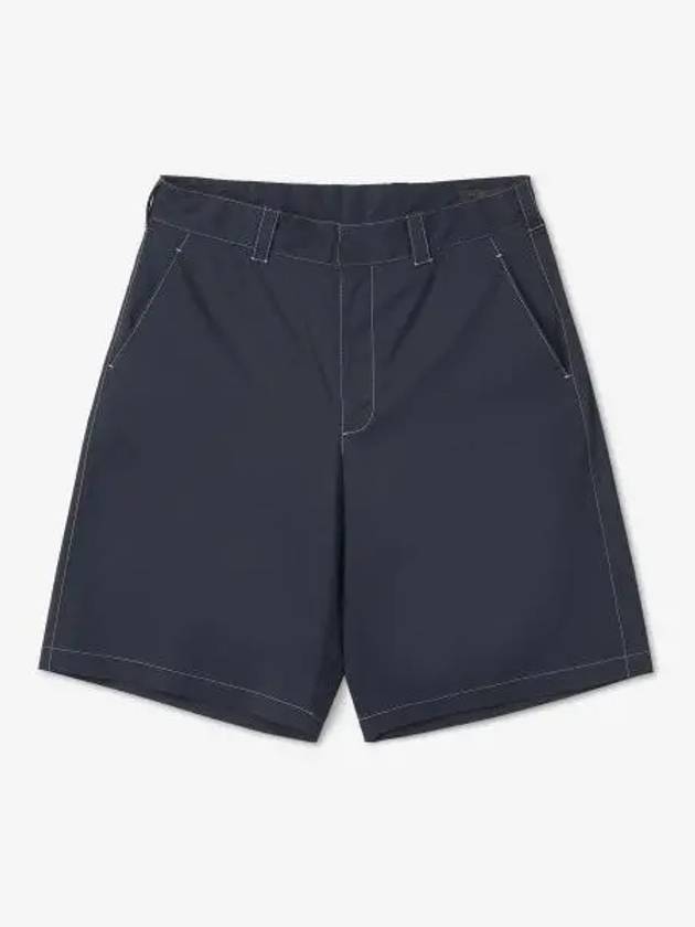 Stretch Poplin Bermudas Shorts Navy - PRADA - BALAAN 1