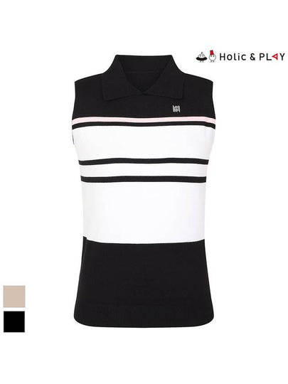 color combination STRIPE sleeveless collar sweaterHE2WSW002 - HOLIC&PLAY - BALAAN 2