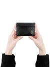 Tiny Monogram Shiny Leather Card Case Black - SAINT LAURENT - BALAAN 2