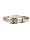 GG Marmont Wide Leather Belt White - GUCCI - BALAAN 1