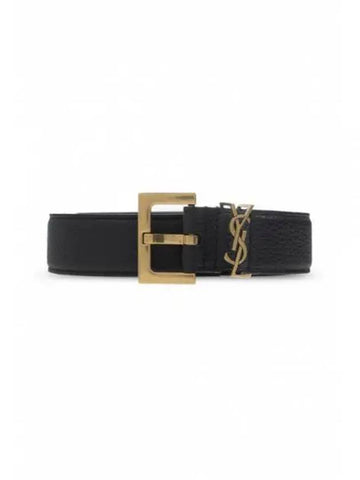 Monogram Grain Leather Belt Black 634440 DTI0W - SAINT LAURENT - BALAAN 1