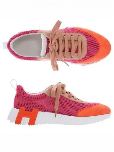 Bouncing Velor Women s Pink Orange Sneakers 271361 - HERMES - BALAAN 1