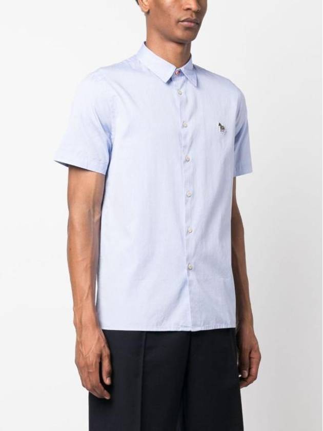 Zebra Patch Casual Fit Short Sleeve Shirt Light Blue - PAUL SMITH - BALAAN 4