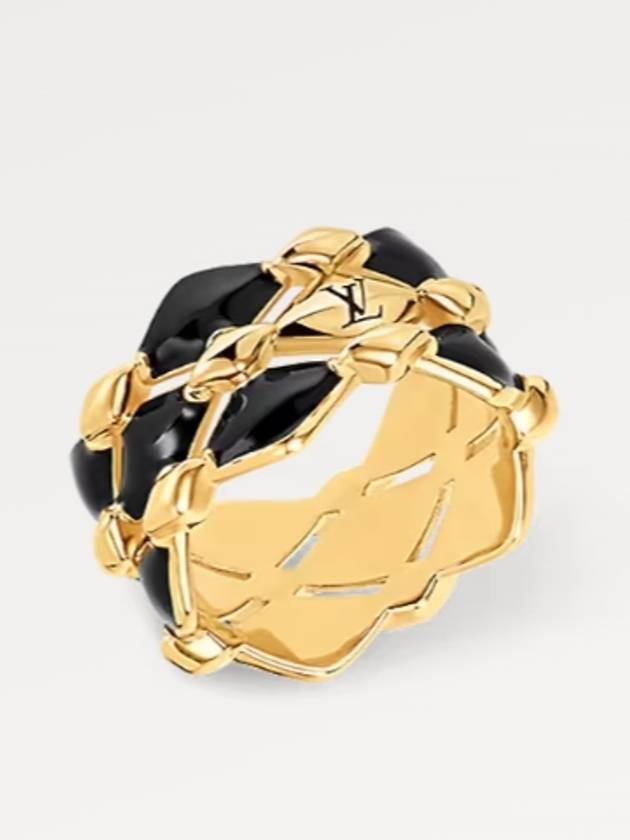 LV Malletage Ring Gold Black - LOUIS VUITTON - BALAAN 1