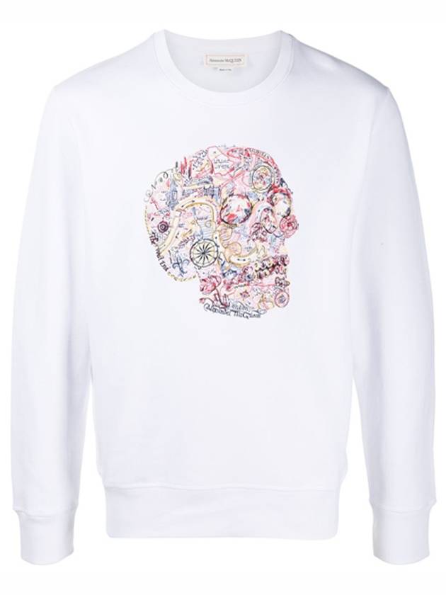 650434 QQZ69 0900 Motif Skull Sweatshirt Sweatshirt White Men's T-Shirt TR - ALEXANDER MCQUEEN - BALAAN 1